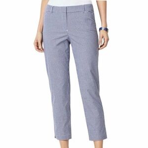 Talbots Perfect Crop Pants Navy Blue Gingham Size 12